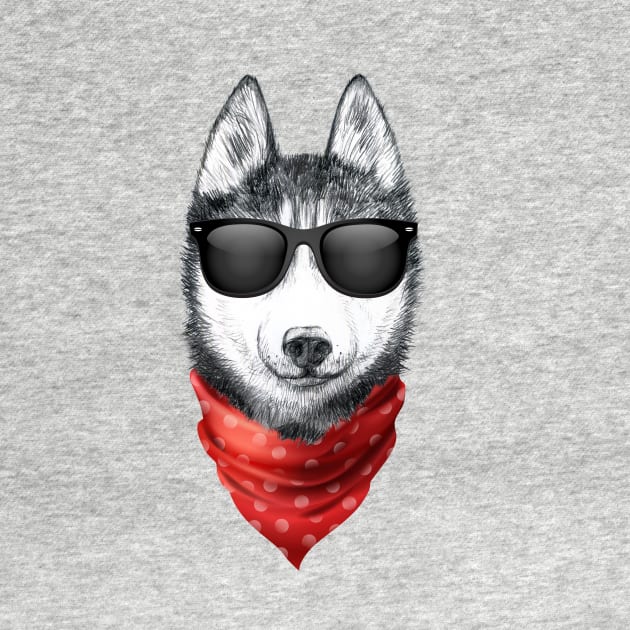 Siberian Husky Shirt with Sunglasses by Wintrly